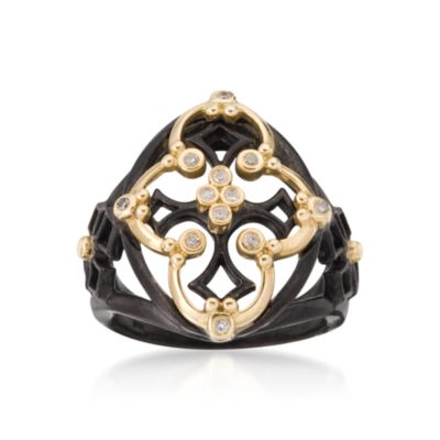 .10 ct. t.w. Diamond Quatrefoil Ring in Two-Tone. Size 6 &mdash; Alt Image 1