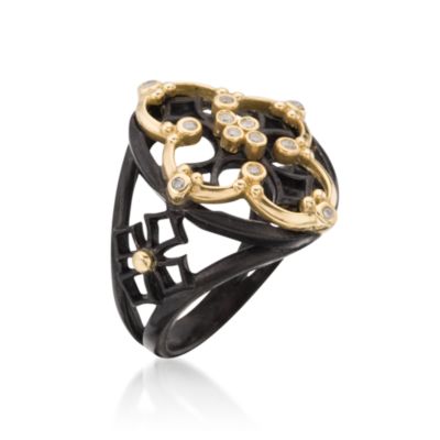 .10 ct. t.w. Diamond Quatrefoil Ring in Two-Tone. Size 6 &mdash; Alt Image 2