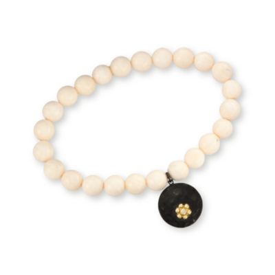Floral Bone Bead Bracelet With Diamond in Two-Tone &mdash; Alt Image 1