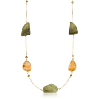 71.00 ct .t.w. Citrine and Green Garnet Necklace In Vermeil &mdash; Alt Image 1