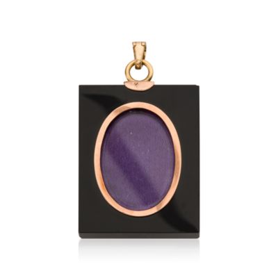 C. 1960 Vintage Multi-Gem and .60 ct. t.w. Diamond Cameo Pendant In 14kt Yellow Gold &mdash; Alt Image 2