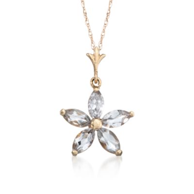 1.25 ct. t.w. White Topaz Flower Necklace In 14kt White Gold &mdash; Alt Image 1
