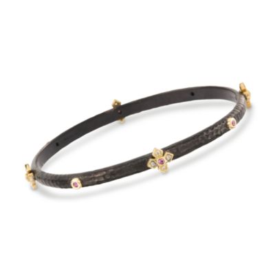 .20 ct. t.w. Diamond and .20 ct. t.w. Pink Sapphire Two-Tone Bracelet. 8" &mdash; Alt Image 1
