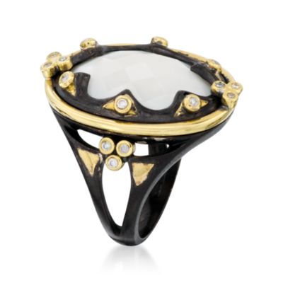 .15 ct. t.w. Diamond Ring With Agate in Two-Tone &mdash; Alt Image 2