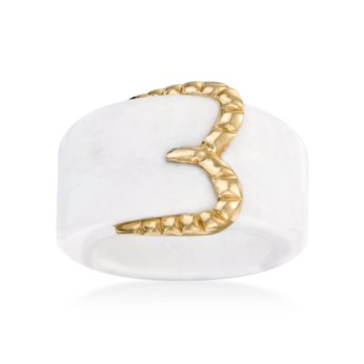 White Agate Buckle Ring With 14kt Yellow Gold &mdash; Alt Image 1
