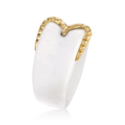 White Agate Buckle Ring With 14kt Yellow Gold &mdash; Alt Image 2