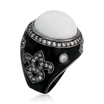 Enamel and 1.50 ct. t.w. CZ Ring in Sterling Silver &mdash; Alt Image 2