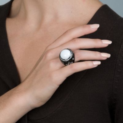Enamel and 1.50 ct. t.w. CZ Ring in Sterling Silver &mdash; Alt Image 3