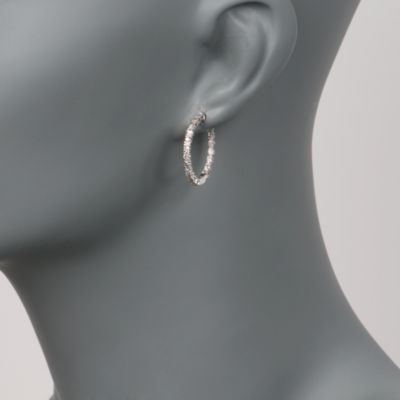 1.00 ct. t.w. Diamond In-And-Out Hoop Earrings in 14kt White Gold &mdash; Alt Image 2
