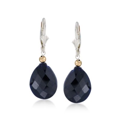18.00 ct. t.w. Sapphire Earrings in Sterling Silver and 14kt Yellow Gold &mdash; Alt Image 1