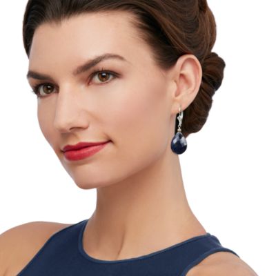 18.00 ct. t.w. Sapphire Earrings in Sterling Silver and 14kt Yellow Gold &mdash; Alt Image 2