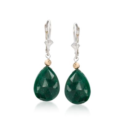 18.00 ct. t.w. Emerald Earrings in Sterling Silver and 14kt Yellow Gold &mdash; Alt Image 1