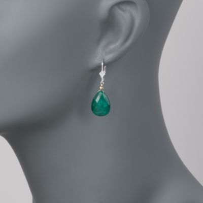 18.00 ct. t.w. Emerald Earrings in Sterling Silver and 14kt Yellow Gold &mdash; Alt Image 2