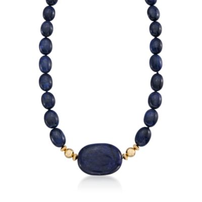 410.00 ct. t.w. Sapphire Bead Necklace With 14kt Yellow Gold Spacers and Clasp &mdash; Alt Image 1