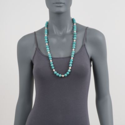 Turquoise and 8-8.5mm Cultured Pearl Necklace in 14kt Yellow Gold &mdash; Alt Image 4
