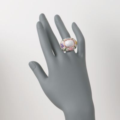 White Agate and .40 ct. t.w. Pink Sapphire Floral Ring With Diamonds In 18kt Rose Gold. Size 7 &mdash; Alt Image 2