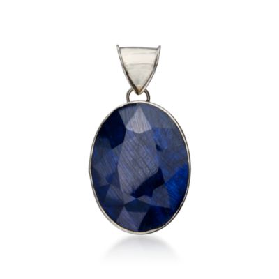 120.00 Carat Rough-Cut Sapphire Pendant In Sterling Silver