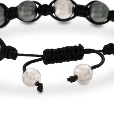 Macrame Faux Black Pearl Bracelet &mdash; Alt Image 2