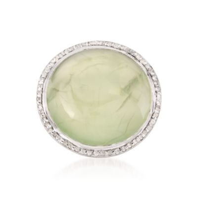 30.00 Carat Green Prehnite and .25 ct. t.w. Diamond Ring In Sterling Silver &mdash; Alt Image 1