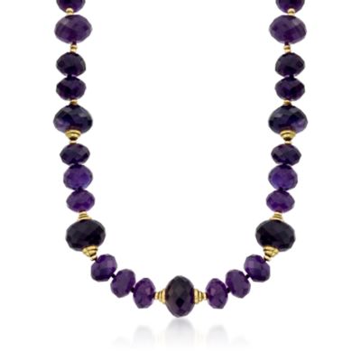 375.00 ct. t.w. Amethyst Necklace in 14kt Yellow Gold. 18" &mdash; Alt Image 1