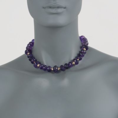 375.00 ct. t.w. Amethyst Necklace in 14kt Yellow Gold. 18" &mdash; Alt Image 2