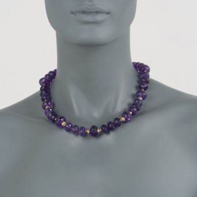 375.00 ct. t.w. Amethyst Necklace in 14kt Yellow Gold. 18" &mdash; Alt Image 3