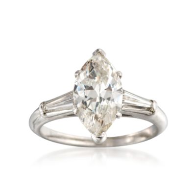 C.1980 Vintage 2.48 ct. t.w.  Diamond Engagement Ring in Platinum. Size 6 &mdash; Alt Image 1