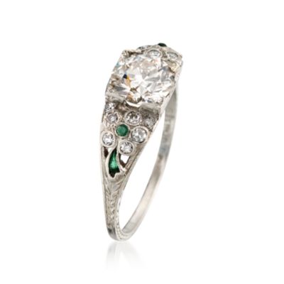 C.1990 Vintage 1.60 ct. t.w.  Diamond Engagement Ring in Platinum. Size 8 &mdash; Alt Image 2