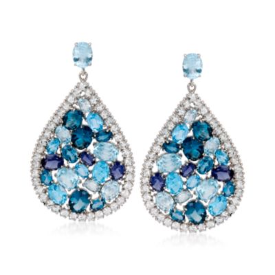 46.60 ct. t.w. Multi-Gem Earrings in Sterling Silver &mdash; Alt Image 1