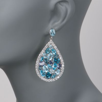 46.60 ct. t.w. Multi-Gem Earrings in Sterling Silver &mdash; Alt Image 2