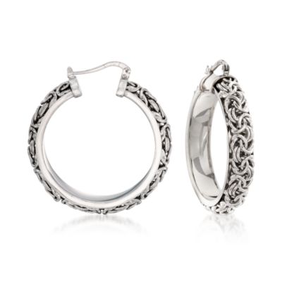 Sterling Silver Hoop Earrings &mdash; Alt Image 1