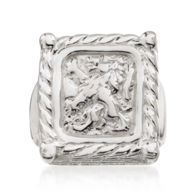 Italian Crest-Style Lion Sterling Silver Ring &mdash; Alt Image 1