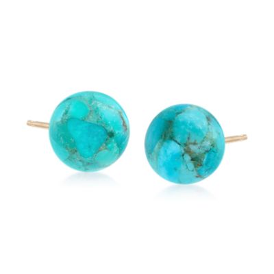 Turquoise Stud Earrings In 14kt Yellow Gold &mdash; Alt Image 1