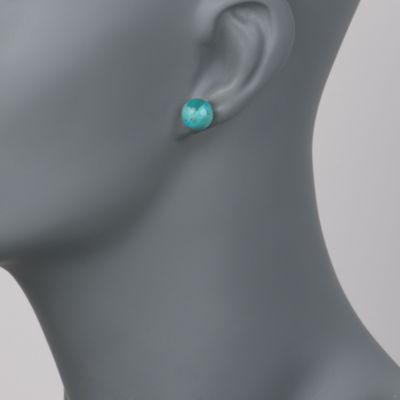 Turquoise Stud Earrings In 14kt Yellow Gold &mdash; Alt Image 2