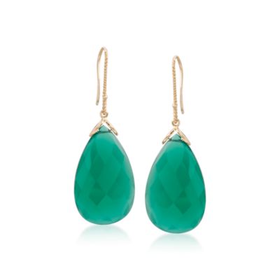 Green Onyx Earrings In 14kt Yellow Gold &mdash; Alt Image 1