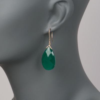 Green Onyx Earrings In 14kt Yellow Gold &mdash; Alt Image 2