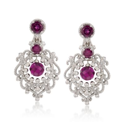 6.00 ct. t.w. Rhodolite Garnet Earrings In Sterling Silver &mdash; Alt Image 1