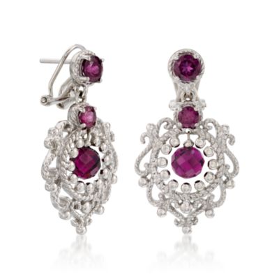 6.00 ct. t.w. Rhodolite Garnet Earrings In Sterling Silver &mdash; Alt Image 3