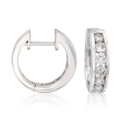 1.00 ct. t.w. Diamond Hoop Earrings in 14kt White Gold &mdash; Alt Image 1