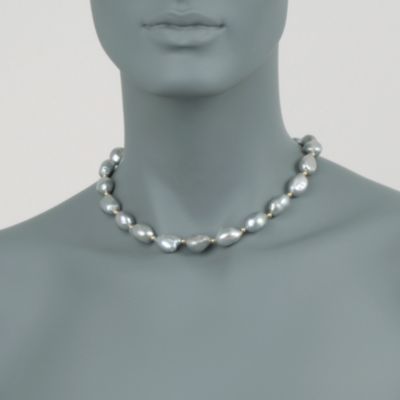12-13mm Grey Cultured Baroque Pearl Necklace in 14kt Yellow Gold &mdash; Alt Image 6