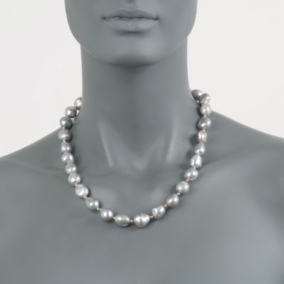 12-13mm Grey Cultured Baroque Pearl Necklace in 14kt Yellow Gold &mdash; Alt Image 4