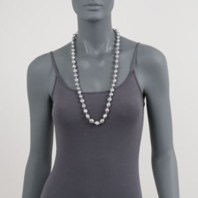 12-13mm Grey Cultured Baroque Pearl Necklace in 14kt Yellow Gold &mdash; Alt Image 5