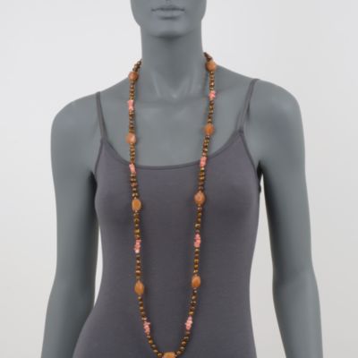 Multi-Gem and 8-11mm Brown Cultured Pearl Double Strand Necklace In Sterling Silver. 48" &mdash; Alt Image 2