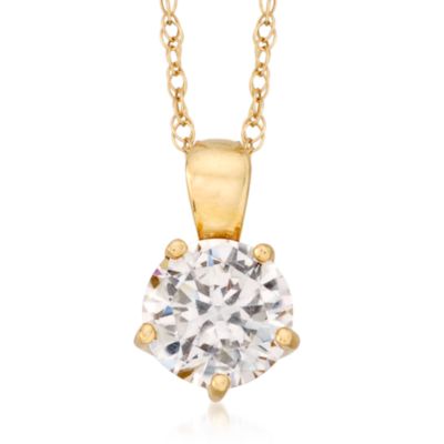 1.20 Carat CZ Solitaire Necklace In 14kt Yellow Gold &mdash; Alt Image 1