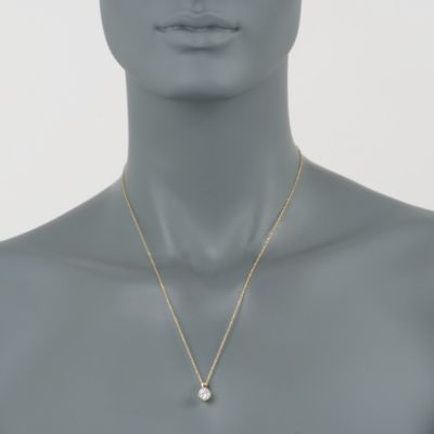 1.20 Carat CZ Solitaire Necklace In 14kt Yellow Gold &mdash; Alt Image 2
