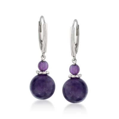 Amethyst Earrings in Sterling Silver &mdash; Alt Image 1