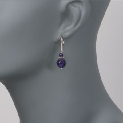 Amethyst Earrings in Sterling Silver &mdash; Alt Image 2