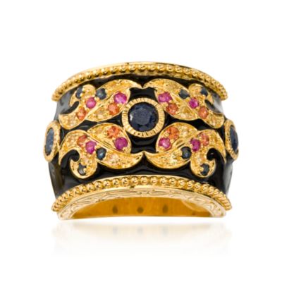 .15 ct. t.w. Ruby and 1.25 ct. t.w. Sapphire Ring In Enamel and Vermeil &mdash; Alt Image 1