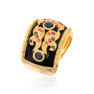 .15 ct. t.w. Ruby and 1.25 ct. t.w. Sapphire Ring In Enamel and Vermeil &mdash; Alt Image 2