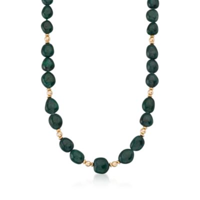 600.00 ct. t.w. Emerald Bead Necklace In 14kt Yellow Gold &mdash; Alt Image 1